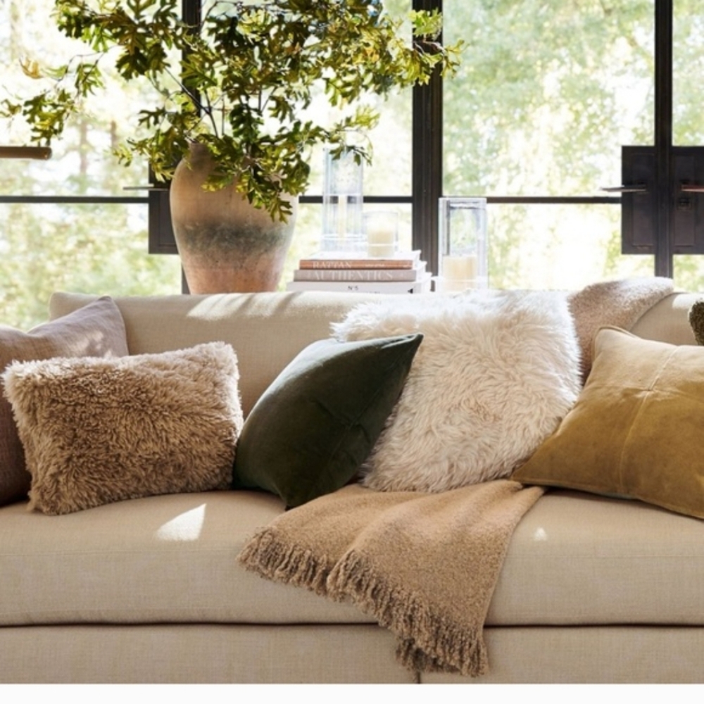 Pottery Barn Set of Two Luxe Faux Fur Euro Shams. NWT.